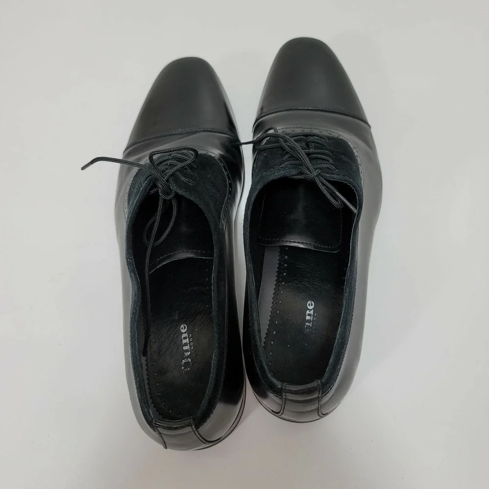 Dune London Resolute Mens Black Leather Suede Cap Toe Oxford Dress Shoes 42 9M